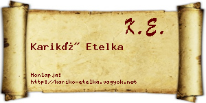 Karikó Etelka névjegykártya