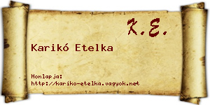 Karikó Etelka névjegykártya