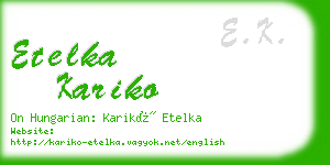 etelka kariko business card